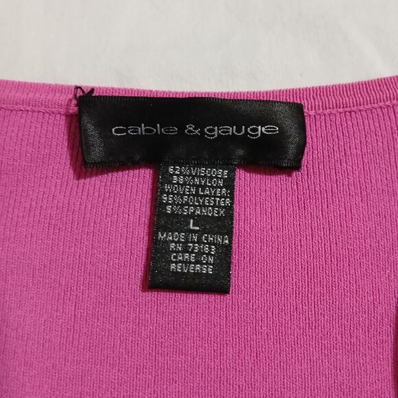 Cable & Gauge Size Large Pink Women's Scoop Neck Top with Ruffle Detail - Picture 2 of 12